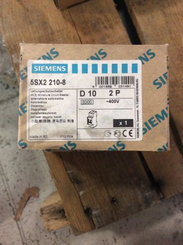 Siemens circuit breaker 5sx2-210-8  400 volt d 10 amp 2 pole for sale