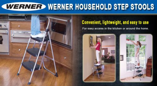 Werner 3 step steel folding step ladder 225 lb. cap - 223-6 for sale