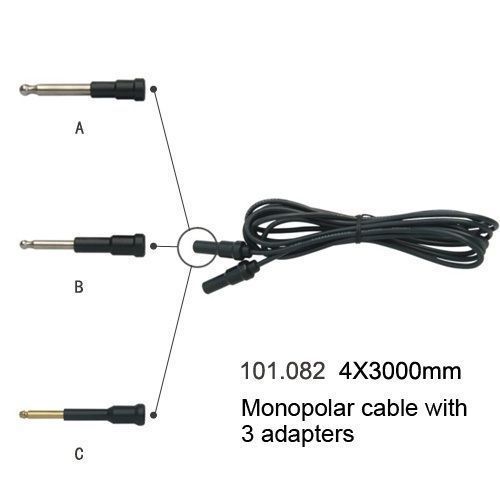 Universal Monopolar Cable 4X3000mm Max Compatibility with three Adapters CE A+