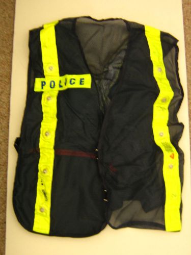 Safety vest, blue, flashing 21 led &#034;police&#034; with attached belt pouch. (x-large) for sale