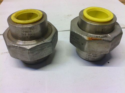 Asp Stainless Steel 1&#034; Pipe Union Socket Weld A182 F304L/304 6000#, Lot of 2
