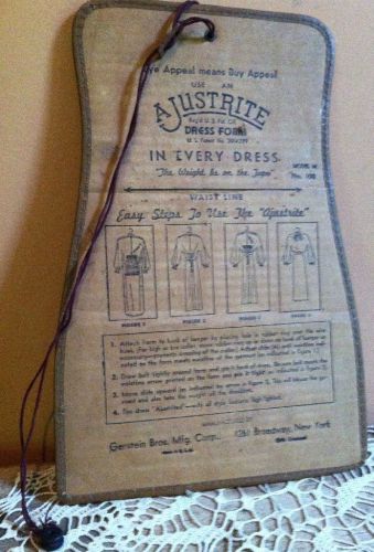 Vtg AJUSTRITE DRESS FORM Cardboard Store Clothing Display NY Sewing A JUST-RITE