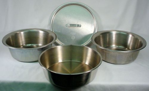 Lot 3 Stainless Steel Bowls with Stock Pot Lid Aluminum Cookware