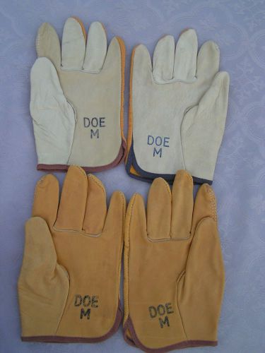 Leather Palm &amp; Canvas Fabric Work Utility Gloves Size Medium Lot 5 Pair
