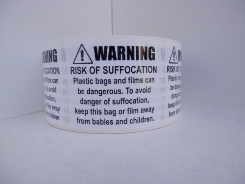 50 RISK OF SUFFOCATION FBA warning label sticker white bkgd 12 pt print