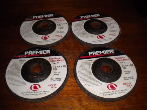 12 new premier 4&#034;x1/4&#034;x5/8&#034; type 27 grinding wheels lot of 16, 15000 rpm for sale