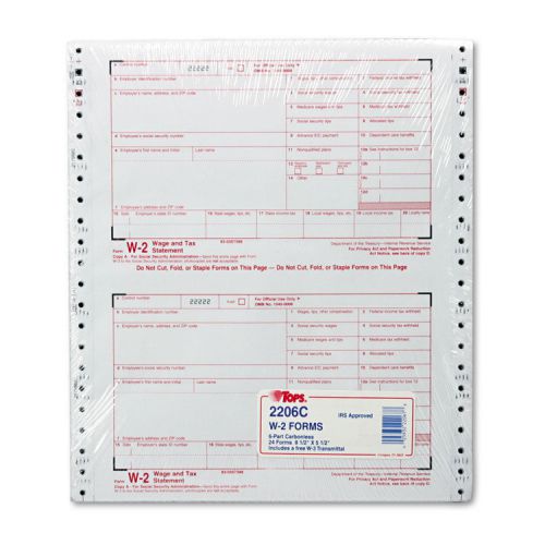 TOPS W-2 Tax Form, Six-Part Carbonless, 24 Forms
