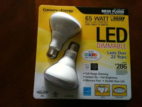 2 x feit electric br30 flood dimmable 13w/65w led light bulb 750 lumens new for sale