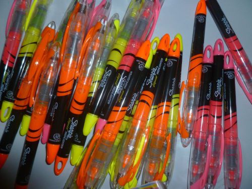 3 Sharpie Liquid Pen Highlighter Narrow Chisel Yellow Pink Orange * New