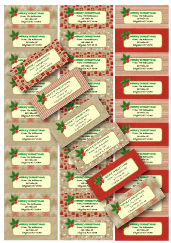 GLOSS address labels Rustic Christmas series 2 -Buy 4 sheets, get 1 free!