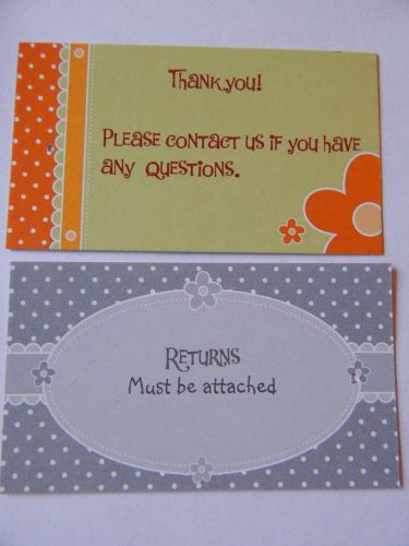 100 Merchandise Tags Cards Thank You Returns Attached Retro Tagging Clothing