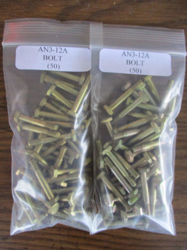 AN3-12A Plated Steel Bolt - Lot of 100 pieces