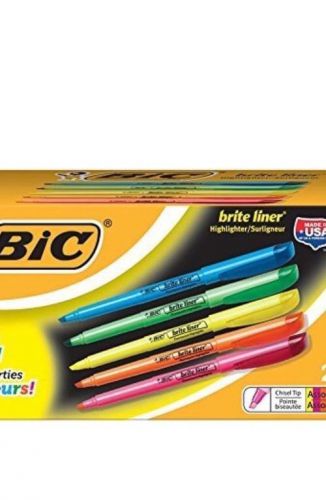 BIC Brite Liner Highlighter, Chisel Tip, Assorted Colors, 24-Count