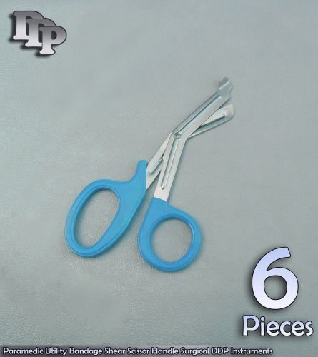 6 Pcs Paramedic Utility Bandage Shear Scissor 5.5&#034; Sky Handle Surgical