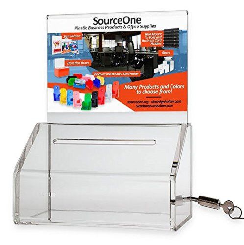 Source One Heavy Duty Small Donation / Ballot Box with Lock and Sign Holder