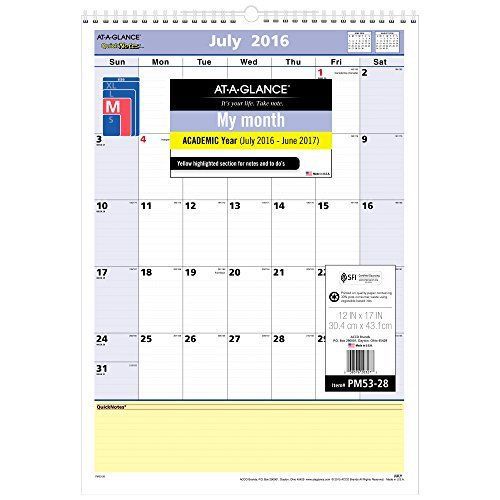 AT-A-GLANCE Monthly Wall Calendar 2016 12 x 17 Inches PM2-28