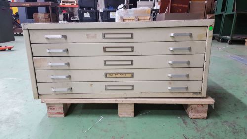 COMMERCIAL IVORY METAL FLAT FILE CABINET LARGE