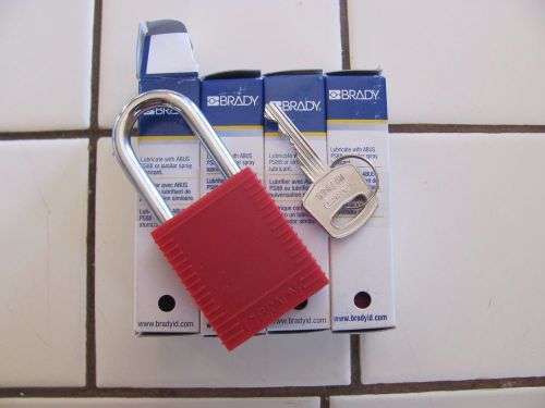 Brady loto lockout tagout plastic locks plastic brand new set of 4 red 1 1/2&#034; for sale