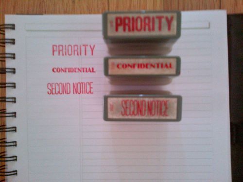 RED SELF INKING PRIORITY SECOND NOTICE CONFIDENTIAL MESSAGE RUBBER STAMPS