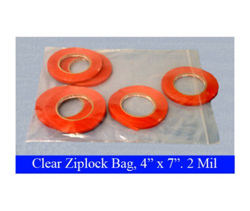 100 2mil Ziplock 4&#034; x 7&#034; SEALABLE Plastic Small Jewelry Beads Food Grade Bags