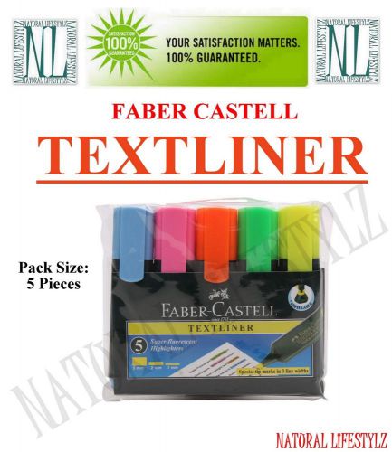 3 X FABER CASTELL TEXTLINER PACK OF 5 COLORS (YELLOW,PINK,ORANGE,GREEN, BLUE)