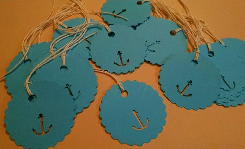 20 blue card stock little round anchor price tags gift tags embellishments