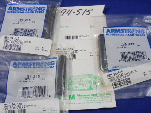 Lot of 3 armstrong 3/8&#034; x 2-1/4&#034; hex bit for socket, 3/8 1/2 drive 94-515 94-215 for sale