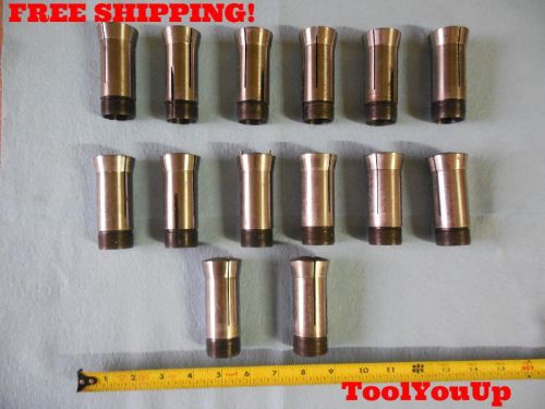14 PCS LOT OF 5C COLLET SIZES INCLUDE 23/32 13/16 29/32 13/32 AND MANY MORE