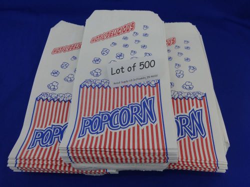 Qty 500 Popcorn Snack Sacks 1.5 oz Paper Bags Concession supplies 3.5&#034; x 2&#034; x 8&#034;