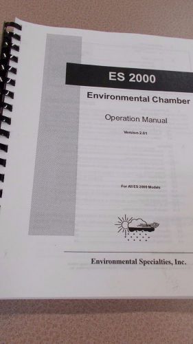 ENVIRONMENTAL SPECIALTIES ES2000 STABILITY ACCELERATED AGING LAB CHAMBER MANUAL