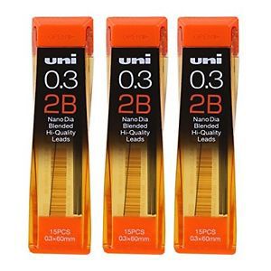 Uni-ball uni-ball nano lead mechanical pencil lead refills, 0.3mm, 2b, black for sale