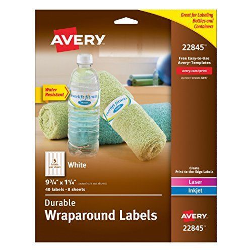 Avery durable wraparound labels, 9.75 x 1.25 inches, white, pack of 40 22845 for sale