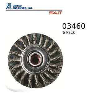 United abrasives sait 03460 4&#034; by .020&#034;  by 5/8-11 knot carbon steel wheel 6pack for sale