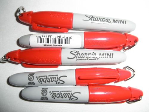 Sharpie Mini Permanent Markers, Fine Point -~lot of 5~RED
