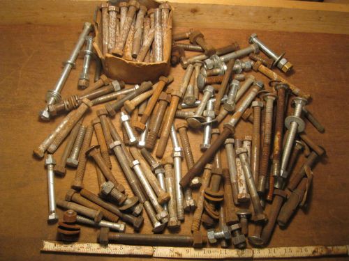 Large lot 1/2 in hex carriage bolt mixed grade automotive repair hardware 30 lb for sale