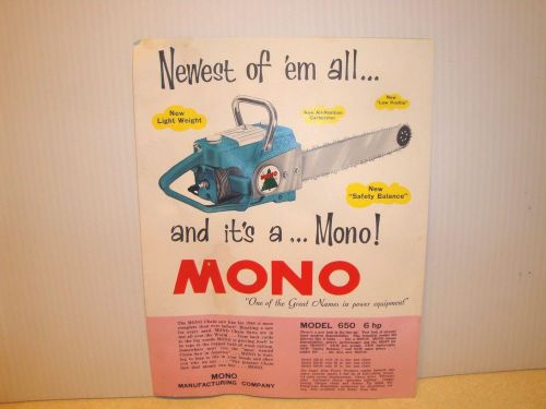 Vintage mono mfg chainsaw chain saw brochure wheel saw springfield mo price list for sale