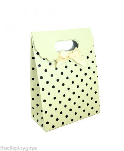 (12) 5x2 1/4x6 3/4&#034;Beige Paper Party Favor Gift Bag for Jewelry w Polka Dots