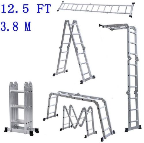 Scaffold Ladder Heavy Duty Giant Aluminum 12.5 ft Multi Purpose Fold Step Extend