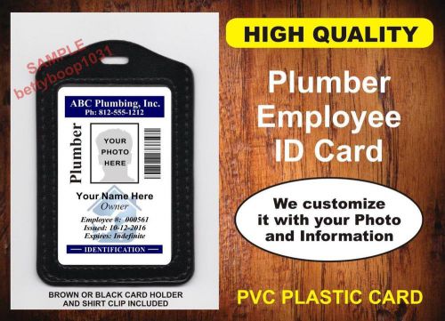 Plumbing (PLUMBER) Employee ID Badge / Card - Custom w/ Your Photo &amp; Info USA