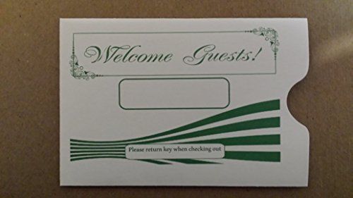 Hotel Keycard Envelope/ Sleeve &#034;Welcome Guests&#034;  Green 2-3/8&#034; x 3-1/2&#034; 500/Box