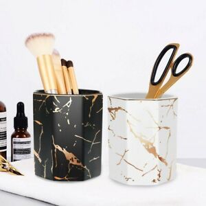 Marble Bling Brush Pen Holder Pencil Cup Desk  For Women Girls Luxury Makeup 
