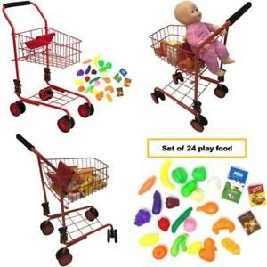 Toy Shopping Cart For Kids And Toddler - Includes Food - Folds For Easy Storage
