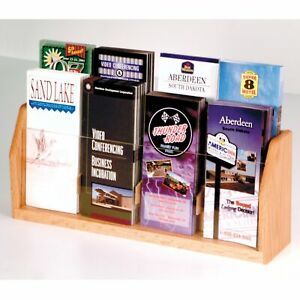 Wooden Mallet Countertop 8 Pocket Brochure Display, Light Oak