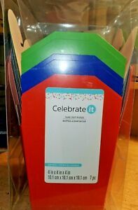 &#034;CELEBRATE&#034; Take Out Boxes (Multicolor&#039;s) 7pack (4in x 4in x 4in)