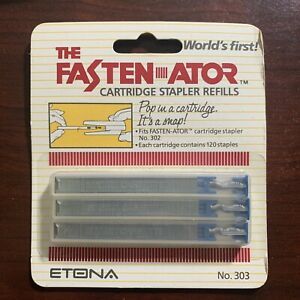 Vintage NEW FASTEN-ATOR Cartridge Stapler Refills No. 303 Etona Fits 302 1986