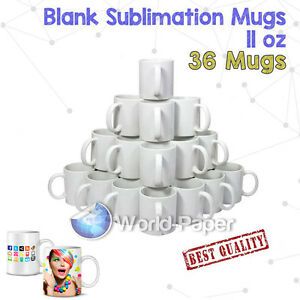 Sublimation Blank White Mugs AAA Grade 11oz Coated Mug  36 Unid