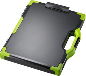 Officemate OIC Carry-All Clipboard Storage Box, Letter/Legal Size, Black &amp; Green