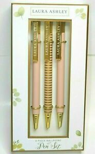 Laura Ashley Ballpoint Pen 3 piece Set Soft Pink &amp; Gold New SEALED Boxed Gift