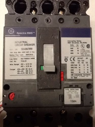GE SEDA36AT0150 Spectra RMS 150A 600VAC 3 POLE With SRPE 150A Plug