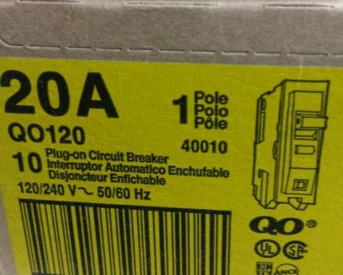 &#034;new&#034; square d circuit breaker qo120 120/240 v 20a 1 pole plug-on ,( lot of 10 ) for sale